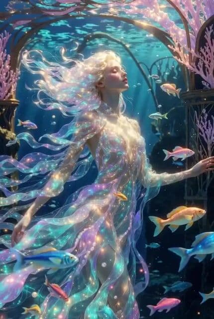 Ultra elegant underwater princess in Art Nouveau palace — cover