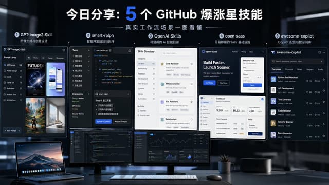 Infographic / Edu Visual - Five GitHub AI Tools Tech Poster — output