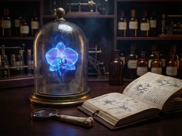 JSON Nano Banana Pro prompt for steampunk botanist workbench — output