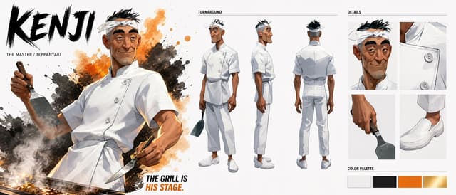 Comic / Storyboard - Cinematic Character Bible Sheet — output