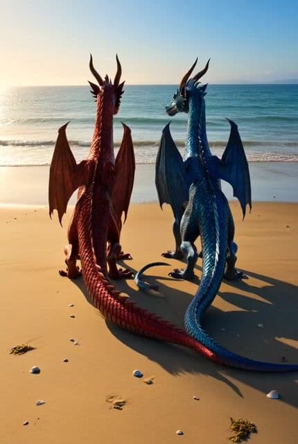 Shimmering Dragons on Ocean Beach — cover
