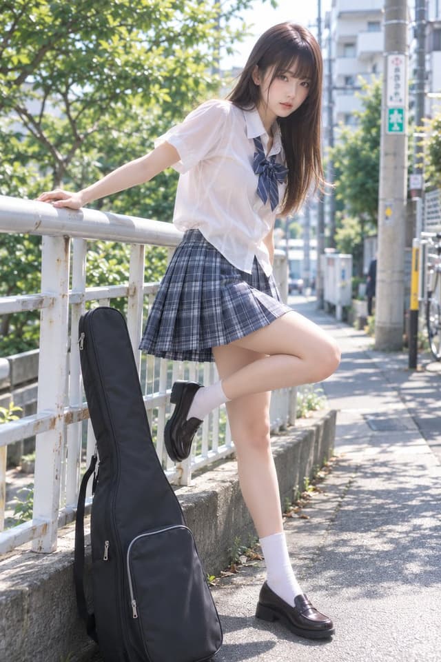 Social Media Post - Summer Uniform Portrait on Pedestrian Bridge — output