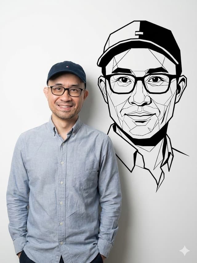 Photorealistic Half-Body Portrait with Vector Graphic Overlay (Chinese Version) — output
