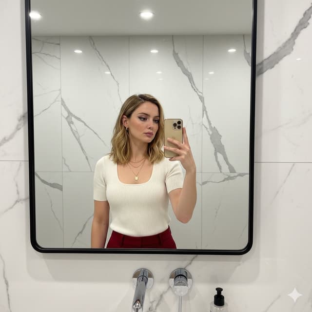 Profile / Avatar - Sydney Sweeney Modern Bathroom Selfie Prompt — output
