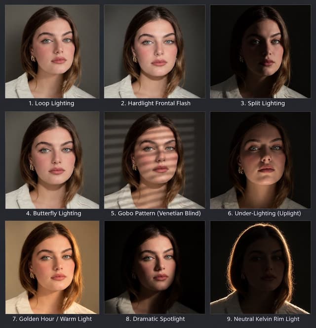 Infographic / Edu Visual - Portrait Lighting Study Grid — output