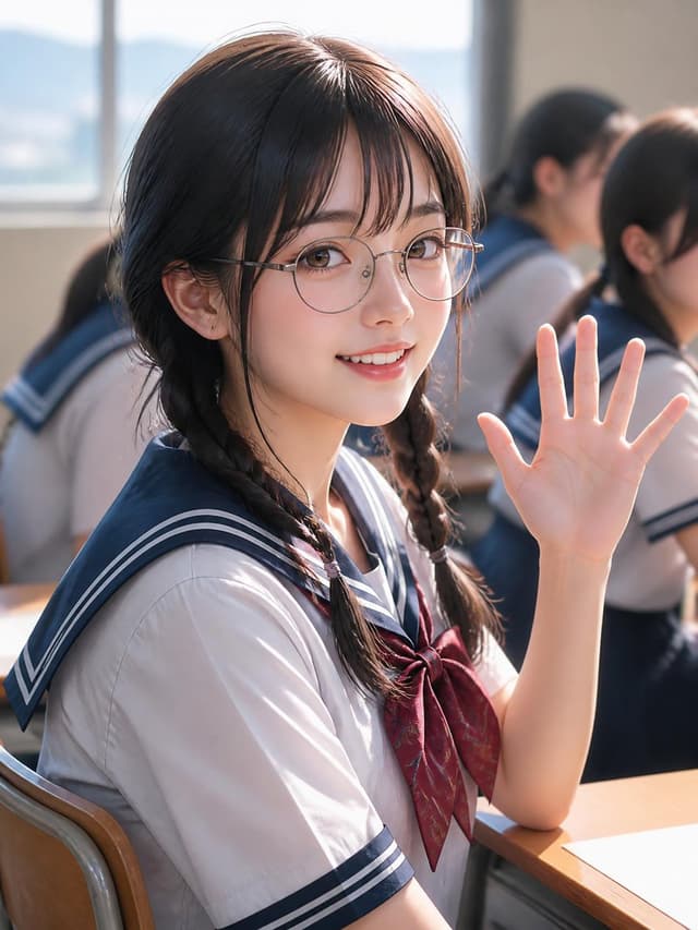 Profile / Avatar - Realistic Japanese Schoolgirl Classroom Portrait — output