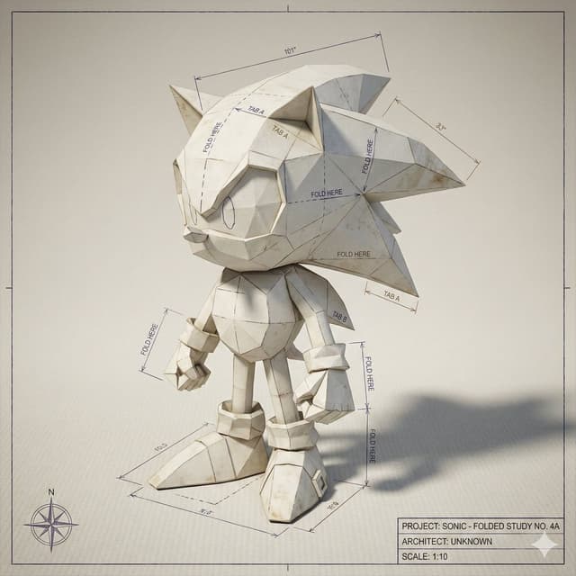 Game Asset - Folded Paper Blueprint of a Character — output