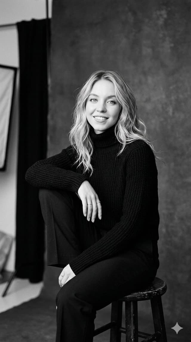 Profile / Avatar - Sydney Sweeney B&W Studio Portrait — output