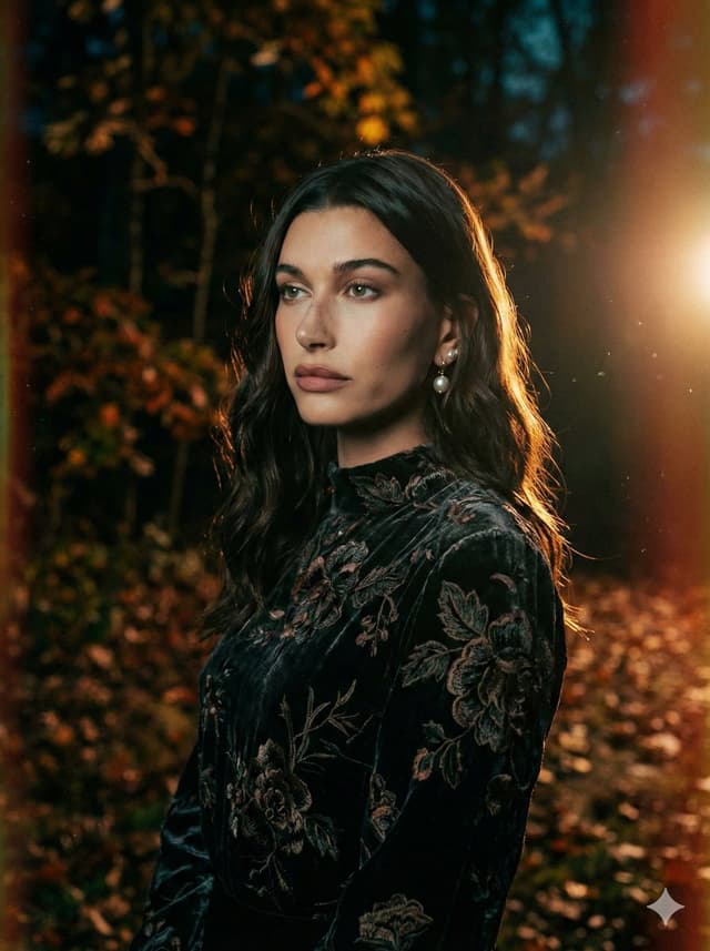 Cinematic Night Forest Editorial Portrait Prompt — output