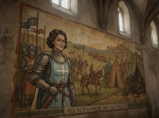 Crusader propaganda fresco painting — output