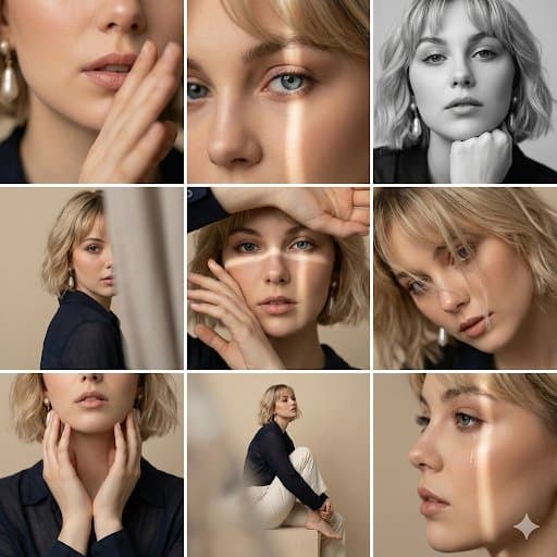 Editorial 3x3 Photo Grid of Intimate Portraits — output