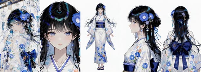 Comic / Storyboard - Blue Floral Kimono Character Sheet — output