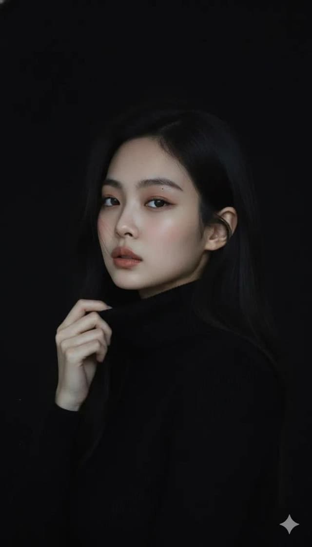 Moody Cinematic Portrait in Black Turtleneck — output