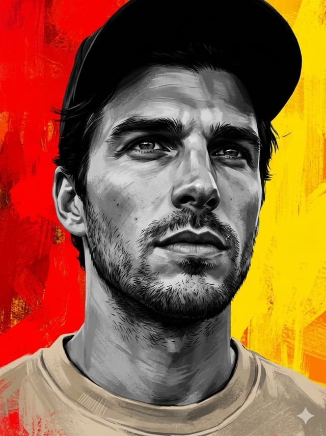 Dramatic Grayscale Portrait with Abstract Background — output