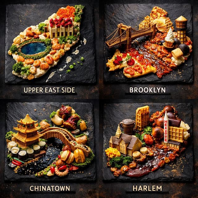 Extreme Food Art Grid of New York Neighborhoods — output
