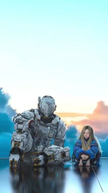 Robot and Girl at Sunset — cover