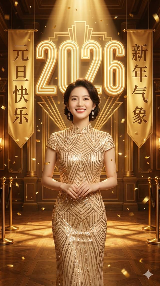 Golden New Year 2026 Celebration Portrait Prompt — output