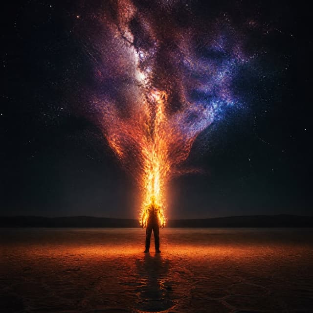 Social Media Post - Surreal Cosmic Fire Man — output