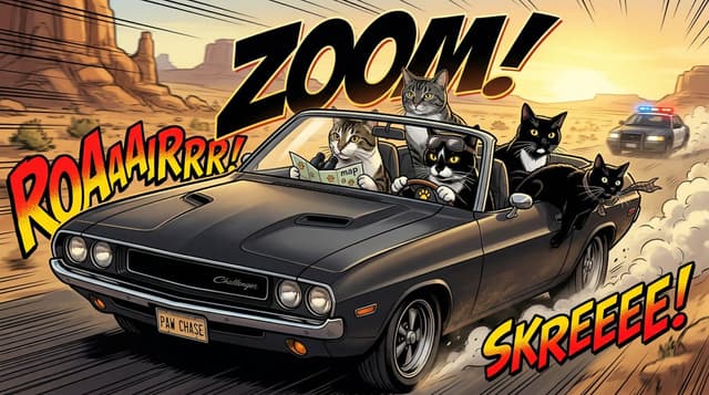 Comic / Storyboard - Epic Car Chase Action Shot — output
