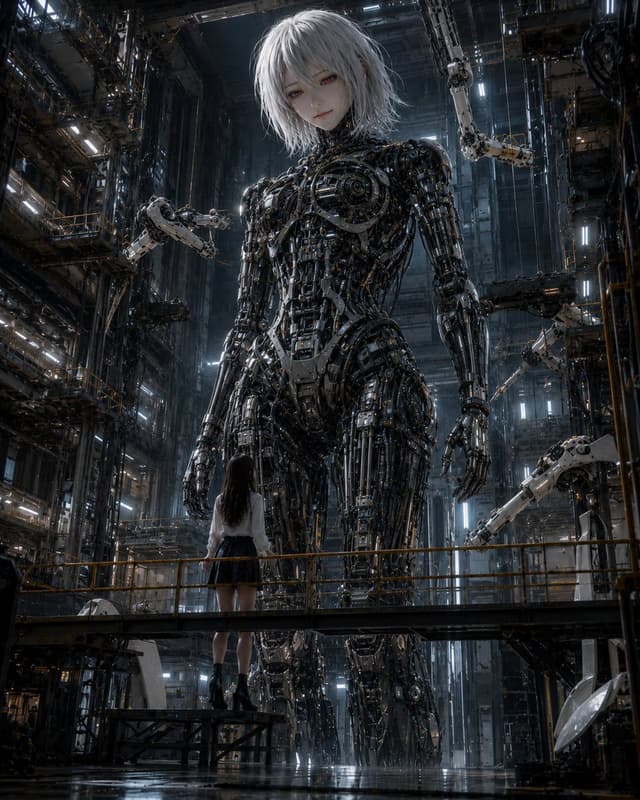 Comic / Storyboard - Giant Android and Pilot in Hangar — output