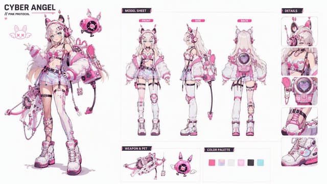 Game Asset - Cyber Angel Character Sheet — output