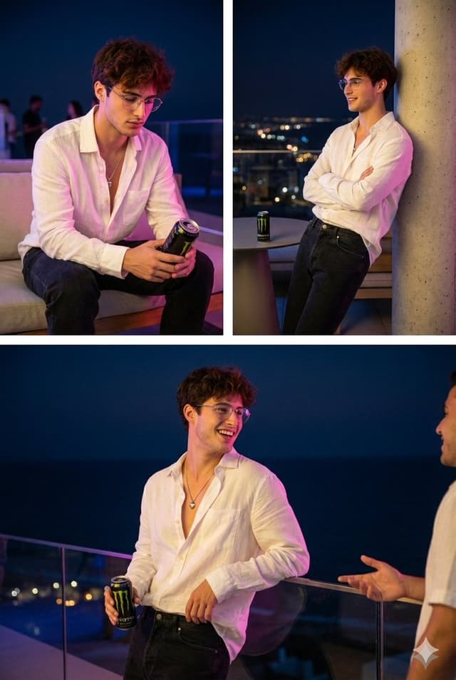 Profile / Avatar - Nighttime Roof Terrace Party Portrait Prompt — output