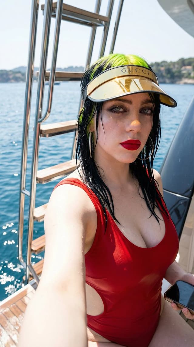 Social Media Post - Billie Eilish Luxury Yacht Selfie — output