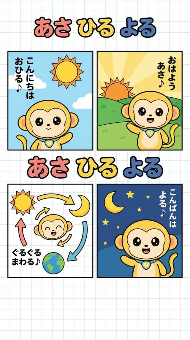 Four-Panel Comic: Morning, Noon, Night, Mandarin Orange Theme — output