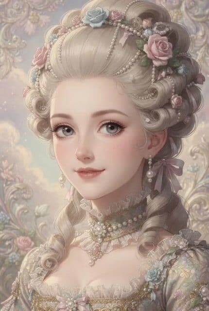 Extreme close-up anime realism portrait (Rococo style) — cover