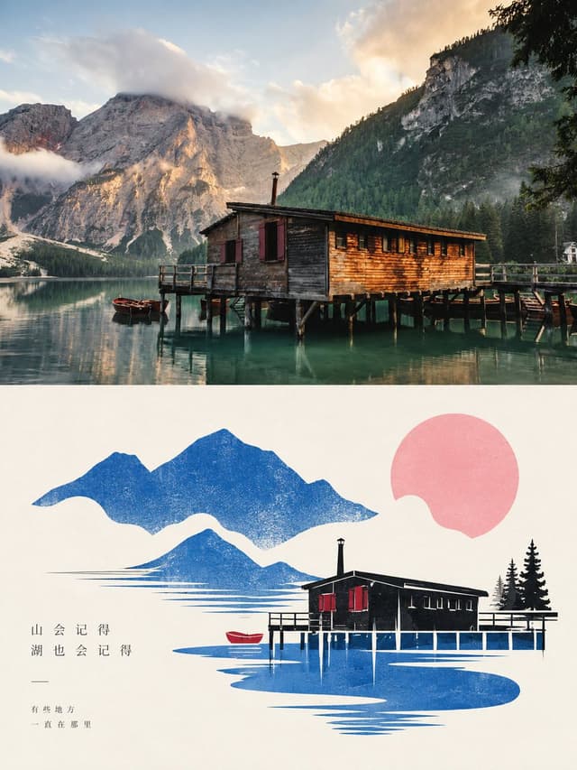 Social Media Post - Dolomites Lake Photo to Minimalist Art — output