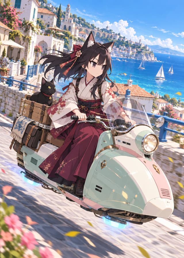 Social Media Post - Fox Shrine Maiden on Hover Scooter — output