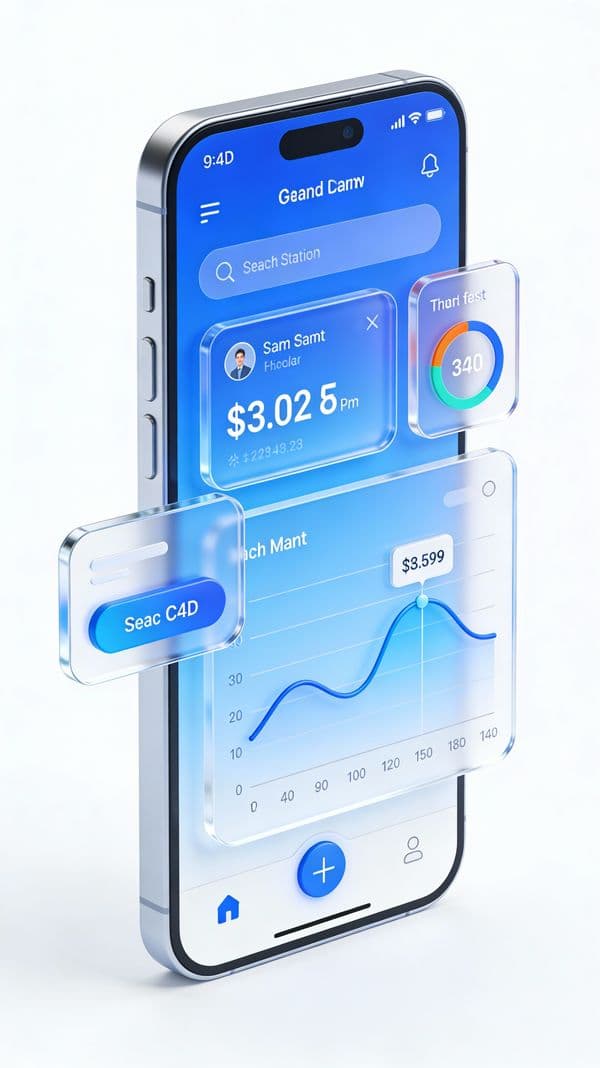 C4D-Style Finance App UI (Variant) — output