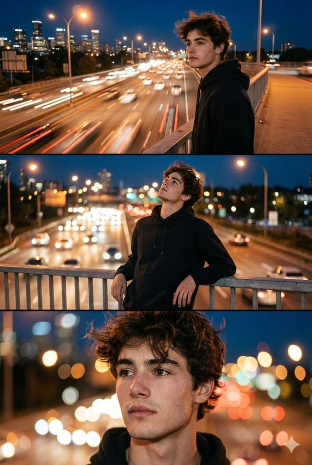 Cinematic Night City Triptych Portrait (Duplicate) — output
