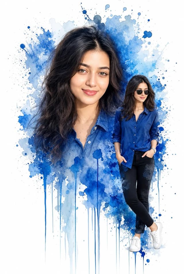 Profile / Avatar - Double Exposure Watercolor Portrait Art — output