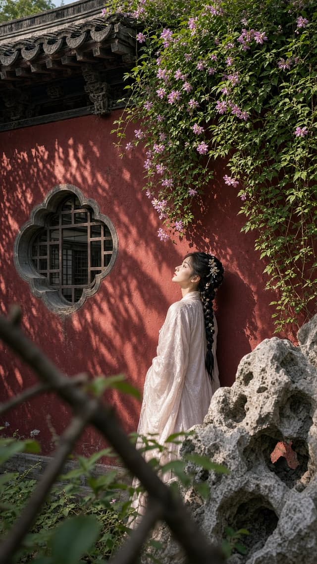 Social Media Post - Hanfu Woman in Classical Garden — output