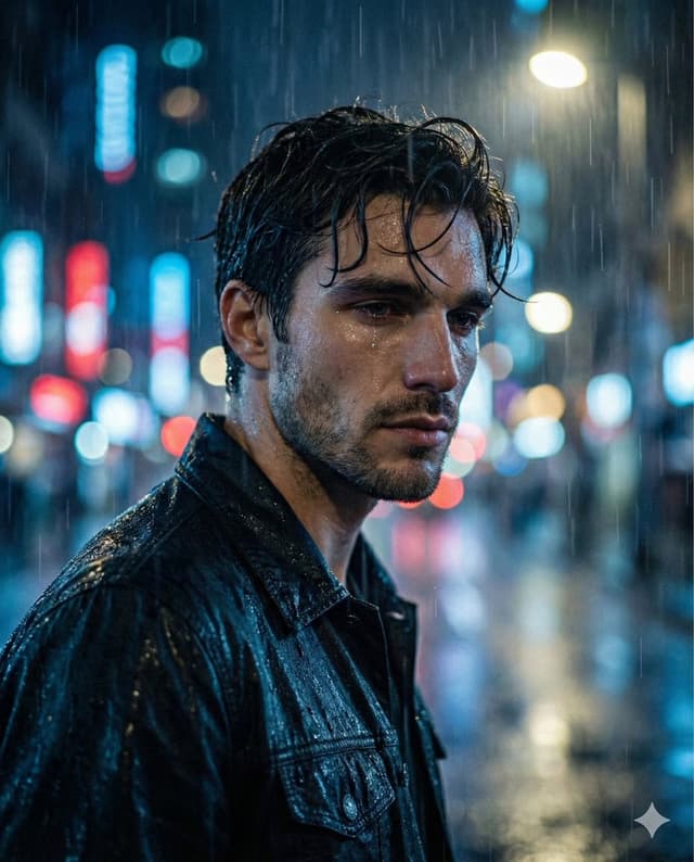 YouTube Thumbnail - Melancholic Sad Boy in the Rain (Reference Face) — output