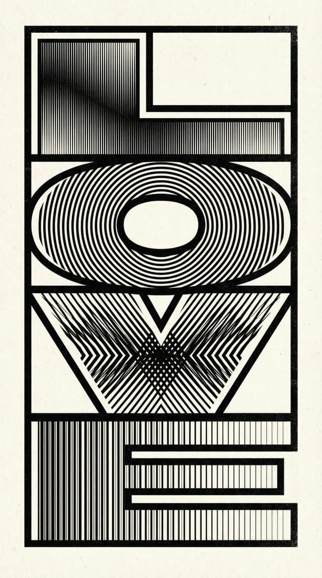 Op Art LOVE Typography Poster Prompt — output