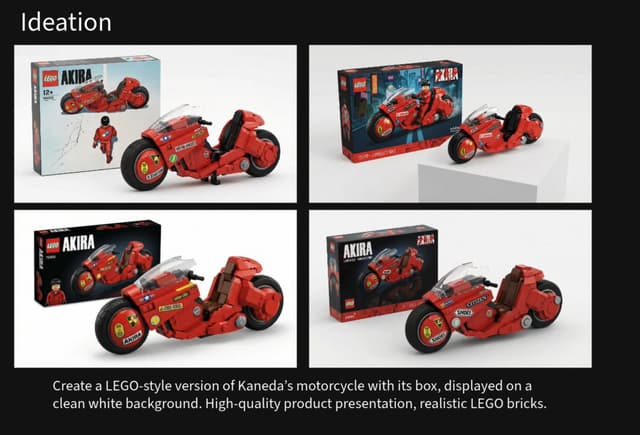 Game Asset - LEGO Kaneda's Motorcycle Product Shot Prompt — output