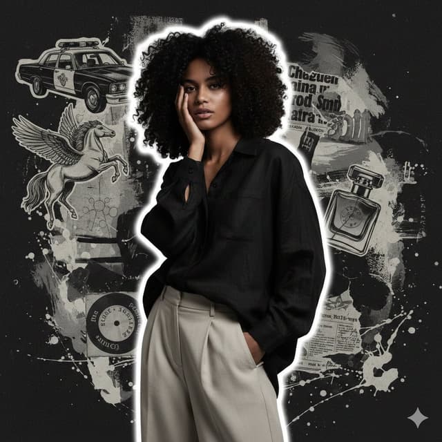 High-Fashion Grunge Portrait with Artistic Collage Background — output