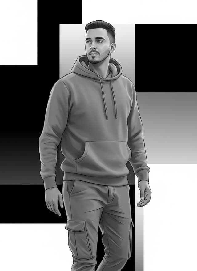 High-Fashion Monochrome Vector Illustration Prompt — output