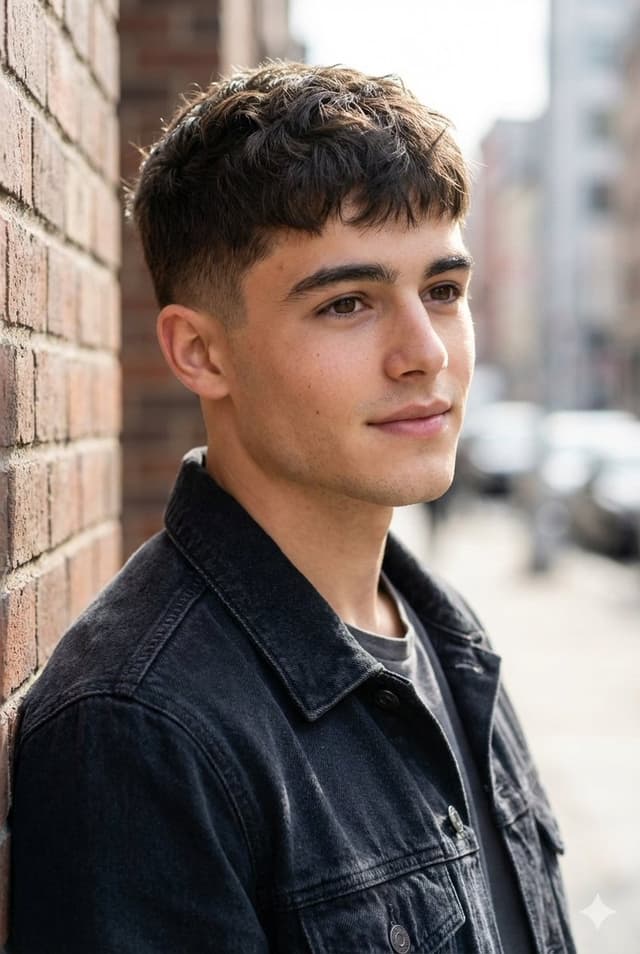 Urban Portrait of Young Man by Brick Wall — output