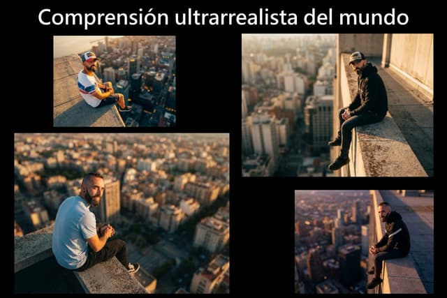 Cinematic rooftop portrait from reference photos — output