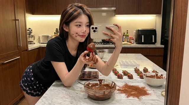 Profile / Avatar - Ultra-Realistic Kitchen Selfie with Chocolate Smudge — output
