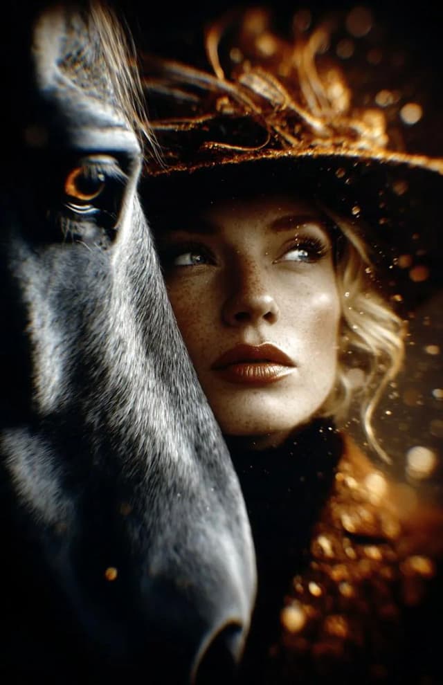 8K Cinematic Fantasy Portrait of Woman and Horse — output