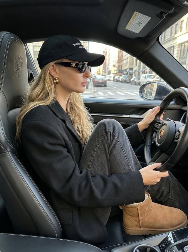 Social Media Post - Luxury Street Style Portrait in a Porsche Interior — output