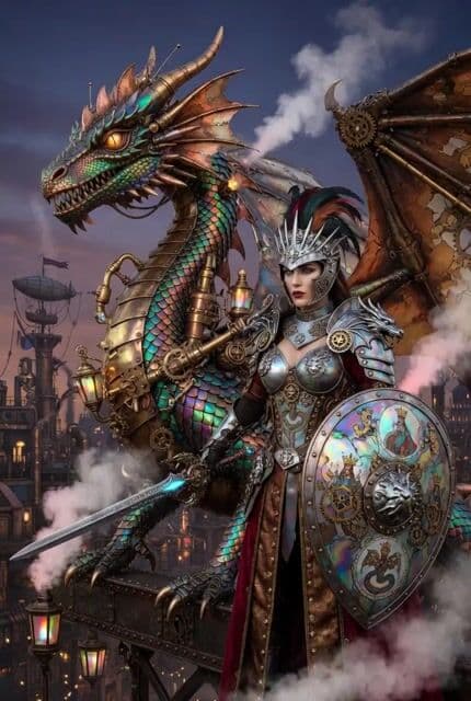 Steampunk Dragon and Warrior Queen — cover