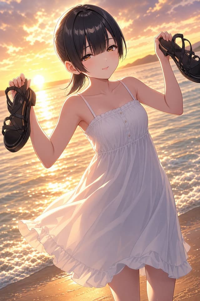 Social Media Post - Anime Girl at Sunset Beach — output