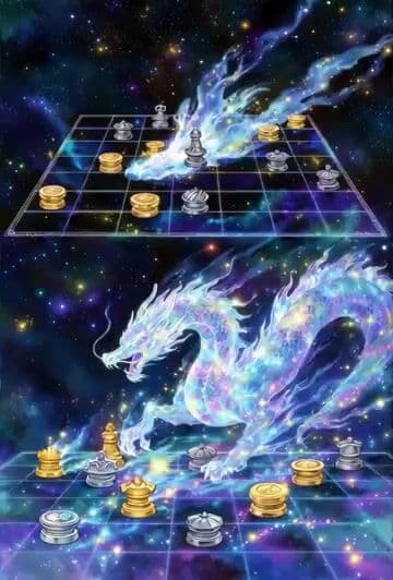 Shogi Piece Transforming into a Dragon in Space — cover
