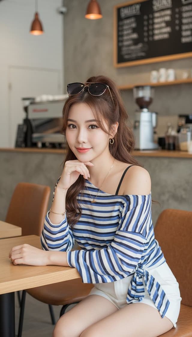 Product Marketing - Stylish Woman in Modern Cafe — output