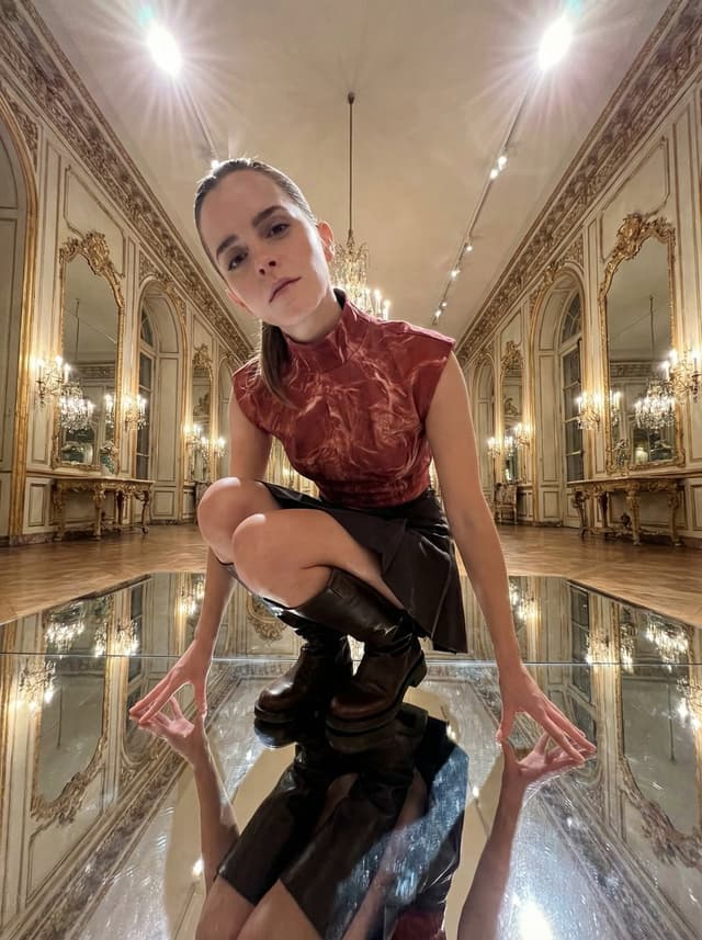 Emma Watson Unsettling Low-Angle Portrait Prompt — output